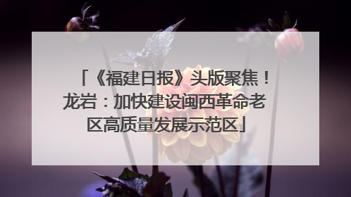 《福建日报》头版聚焦！龙岩：加快建设闽西革命老区高质量发展示范区