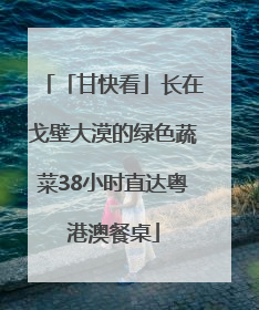 「甘快看」长在戈壁大漠的绿色蔬菜38小时直达粤港澳餐桌
