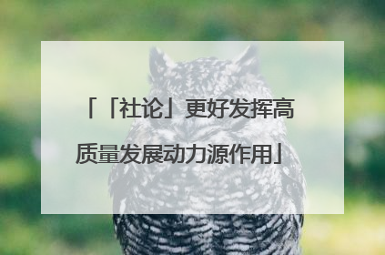 「社论」更好发挥高质量发展动力源作用