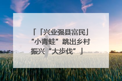 「兴业强县富民」“小青蛙”跳出乡村振兴“大步伐”