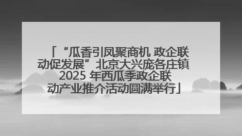 “瓜香引凤聚商机 政企联动促发展”北京大兴庞各庄镇 2025 年西瓜季政企联动产业推介活动圆满举行
