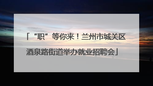“职”等你来！兰州市城关区酒泉路街道举办就业招聘会