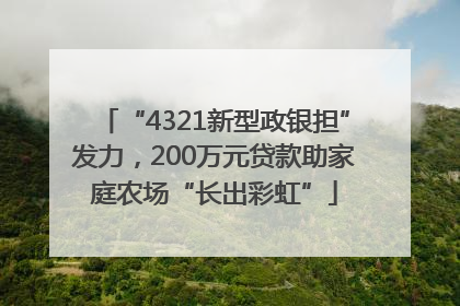 “4321新型政银担”发力，200万元贷款助家庭农场“长出彩虹”