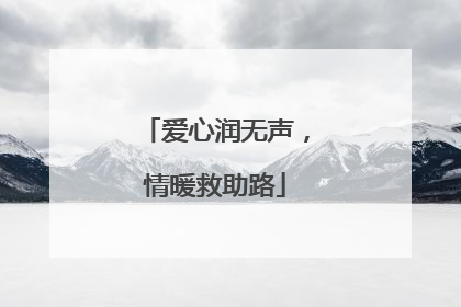 爱心润无声，情暖救助路