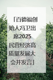 百德福创始人冯卫出席2025民营经济高质量发展大会并发言