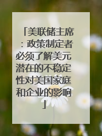 美联储主席：政策制定者必须了解美元潜在的不稳定性对美国家庭和企业的影响