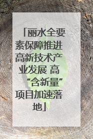 丽水全要素保障推进高新技术产业发展 高“含新量”项目加速落地
