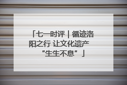 七一时评｜循迹洛阳之行 让文化遗产“生生不息”