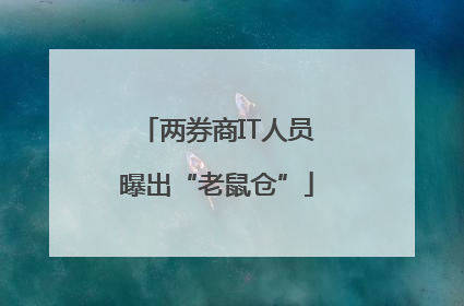 两券商IT人员曝出“老鼠仓”