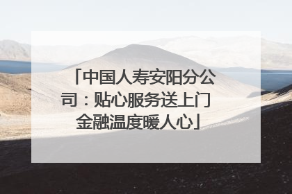 中国人寿安阳分公司：贴心服务送上门 金融温度暖人心