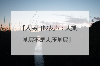 人民日报发声：大抓基层不是大压基层