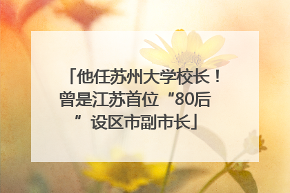 他任苏州大学校长！曾是江苏首位“80后”设区市副市长
