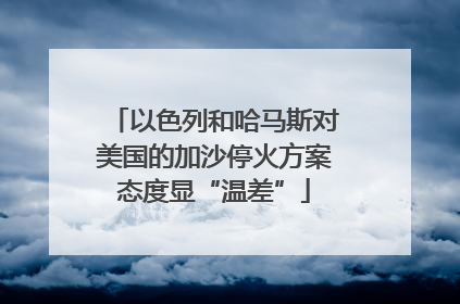 以色列和哈马斯对美国的加沙停火方案态度显“温差”