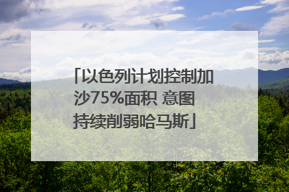 以色列计划控制加沙75%面积 意图持续削弱哈马斯