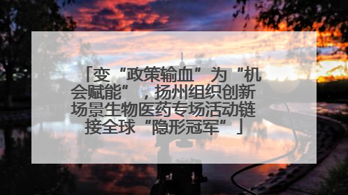 变“政策输血”为“机会赋能”，扬州组织创新场景生物医药专场活动链接全球“隐形冠军”