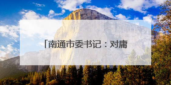 南通市委书记：对庸碌无为者果断调整