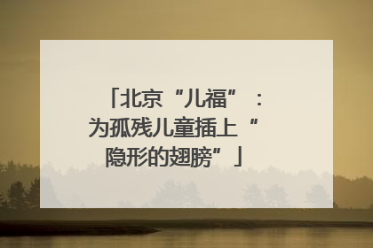 北京“儿福”：为孤残儿童插上“隐形的翅膀”