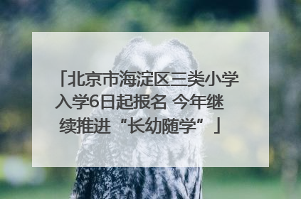 北京市海淀区三类小学入学6日起报名 今年继续推进“长幼随学”