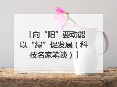 向“阳”要动能 以“绿”促发展（科技名家笔谈）