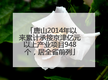 唐山2014年以来累计承接京津亿元以上产业项目948个，居全省前列