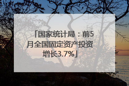 国家统计局：前5月全国固定资产投资增长3.7%