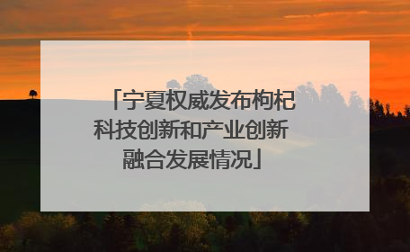 宁夏权威发布枸杞科技创新和产业创新融合发展情况