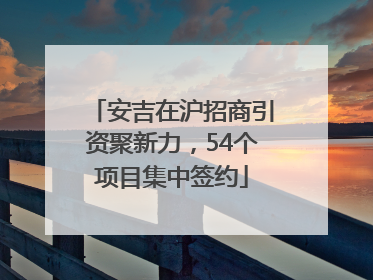 安吉在沪招商引资聚新力，54个项目集中签约