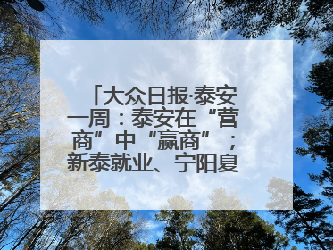 大众日报·泰安一周：泰安在“营商”中“赢商”；新泰就业、宁阳夏收工作上要闻