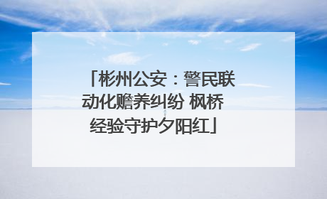 彬州公安：警民联动化赡养纠纷 枫桥经验守护夕阳红