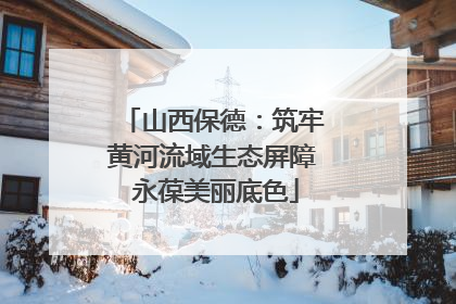 山西保德：筑牢黄河流域生态屏障 永葆美丽底色