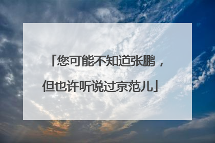 您可能不知道张鹏，但也许听说过京范儿