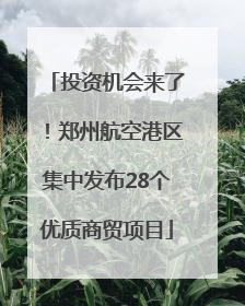 投资机会来了！郑州航空港区集中发布28个优质商贸项目