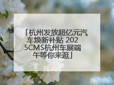 杭州发放超亿元汽车焕新补贴 2025CMS杭州车展端午等你来逛
