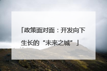 政策面对面：开发向下生长的“未来之城”