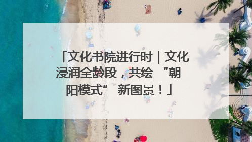 文化书院进行时｜文化浸润全龄段，共绘 “朝阳模式” 新图景！