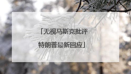 无视马斯克批评 特朗普最新回应