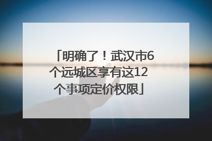 明确了！武汉市6个远城区享有这12个事项定价权限