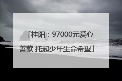 桂阳：97000元爱心善款 托起少年生命希望