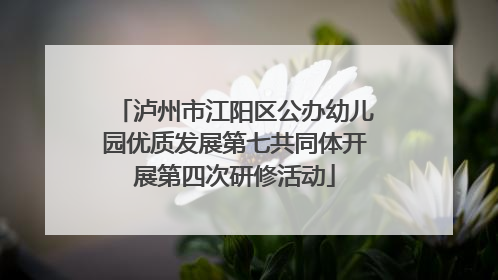 泸州市江阳区公办幼儿园优质发展第七共同体开展第四次研修活动