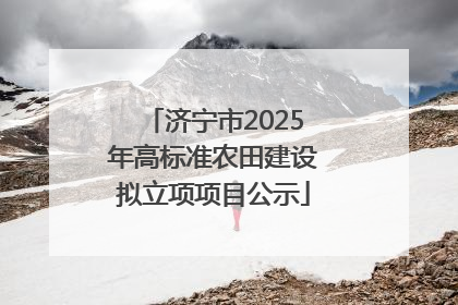 济宁市2025年高标准农田建设拟立项项目公示
