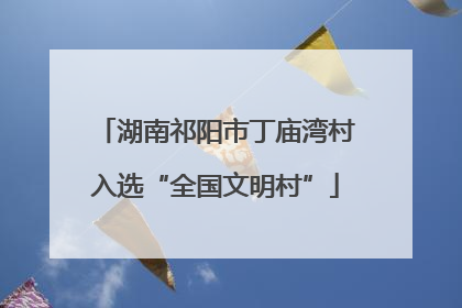 湖南祁阳市丁庙湾村入选“全国文明村”
