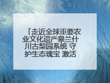 走近全球重要农业文化遗产皋兰什川古梨园系统 守护生态瑰宝 激活发展动能