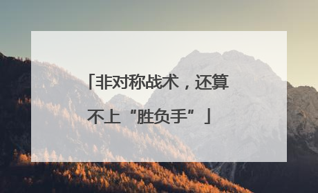 非对称战术，还算不上“胜负手”