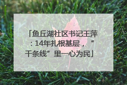 鱼丘湖社区书记王萍：14年扎根基层，“千条线”里一心为民