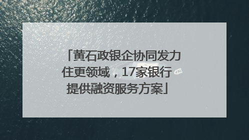 黄石政银企协同发力住更领域，17家银行提供融资服务方案