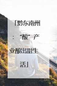 黔东南州：“酸”产业酿出甜生活