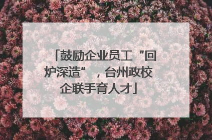 鼓励企业员工“回炉深造”，台州政校企联手育人才