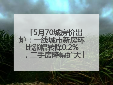 5月70城房价出炉：一线城市新房环比涨幅转降0.2%，二手房降幅扩大